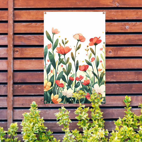 Kleurrijke Bloemenweide met Vlinder tuinposter