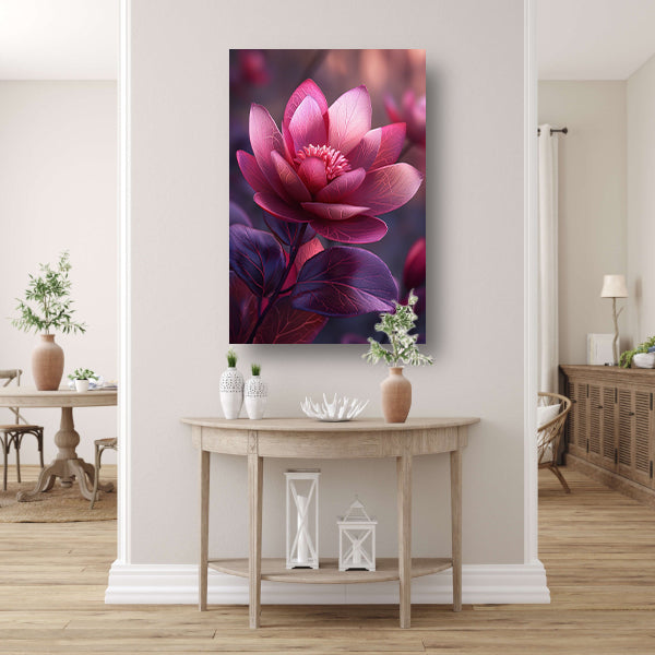 Paarse Lotusbloem op Water poster