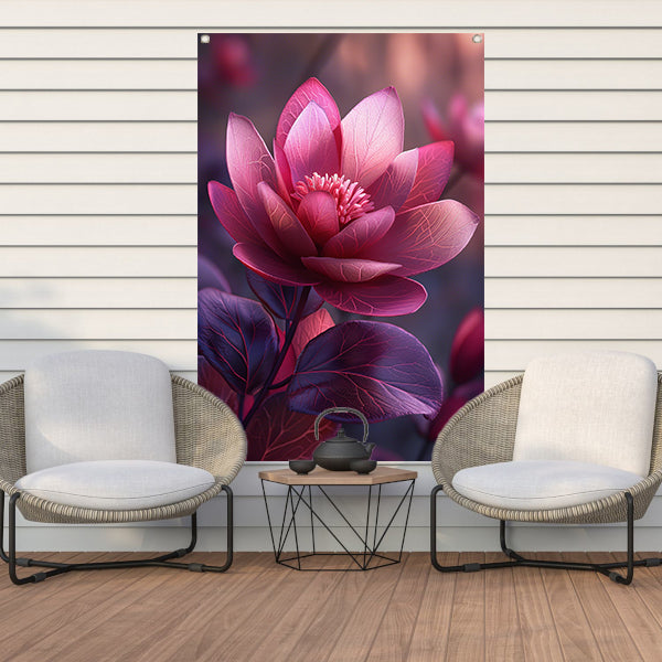 Paarse Lotusbloem op Water tuinposter