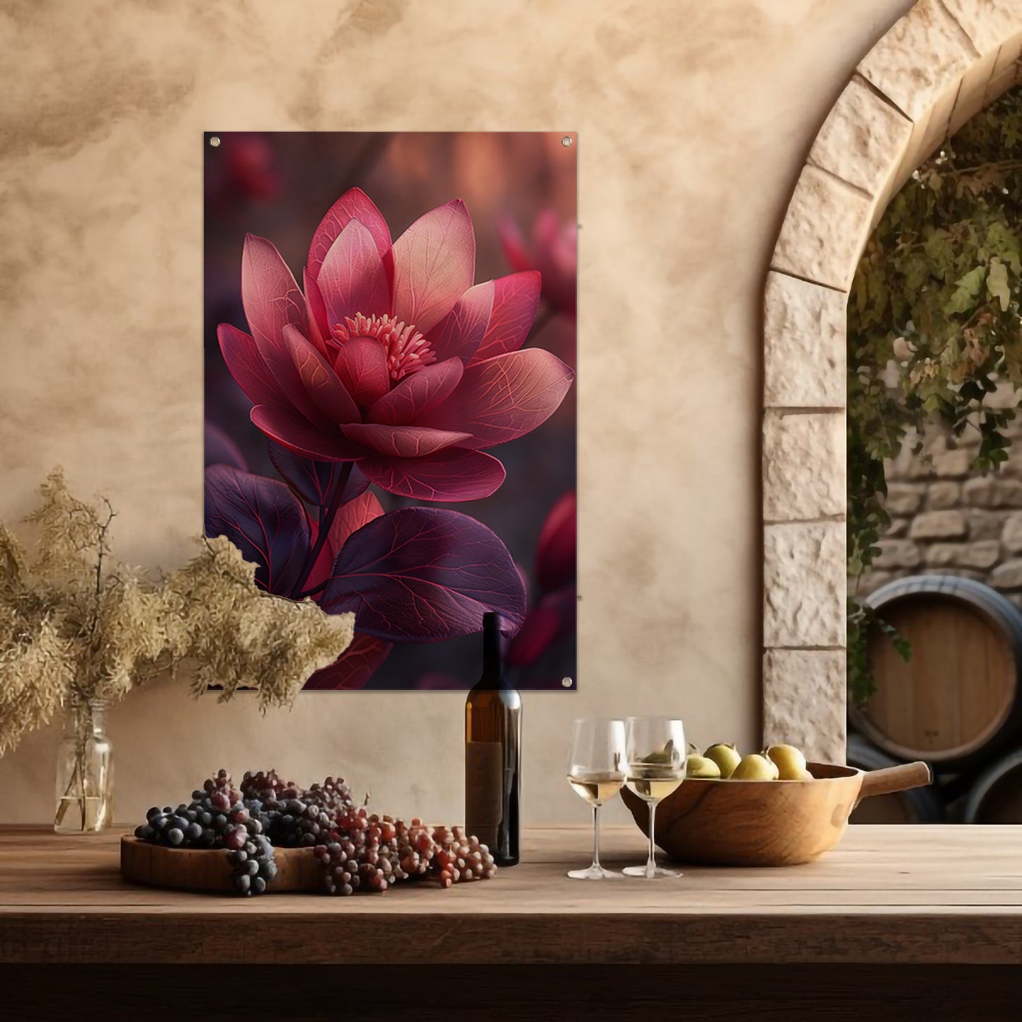 Paarse Lotusbloem op Water tuinposter