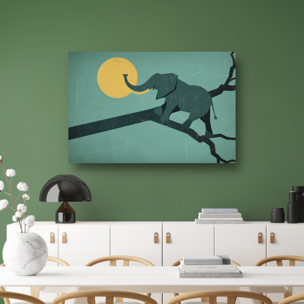 Olifant op een Brug tegen Zonsondergang poster