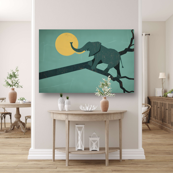 Olifant op een Brug tegen Zonsondergang poster