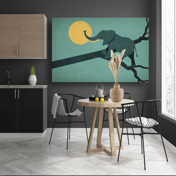 Olifant op een Brug tegen Zonsondergang poster