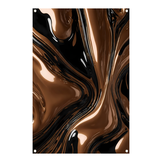 Abstracte Bronzen Wervelingen op Zwart tuinposter