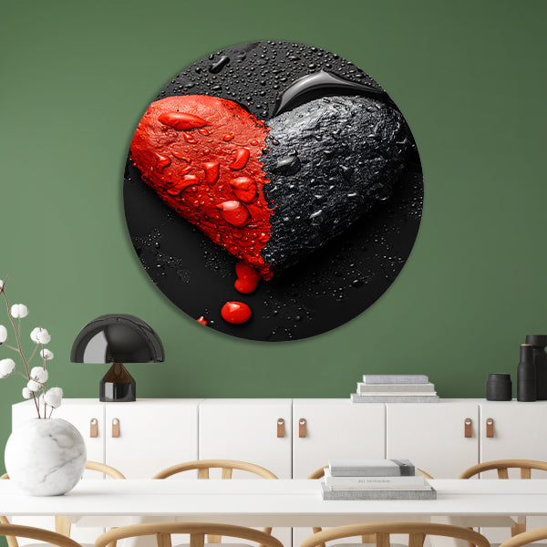 Abstract Hart in Zwart en Rood forex muurcirkel