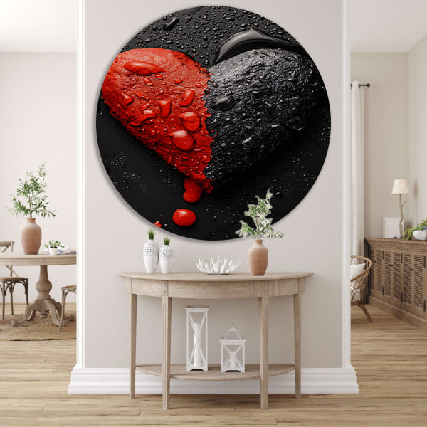 Abstract Hart in Zwart en Rood forex muurcirkel