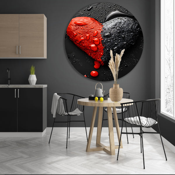 Abstract Hart in Zwart en Rood forex muurcirkel