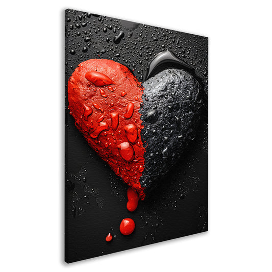 Abstract Hart in Zwart en Rood canvas