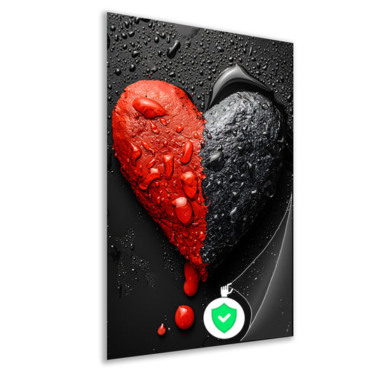 Abstract Hart in Zwart en Rood poster