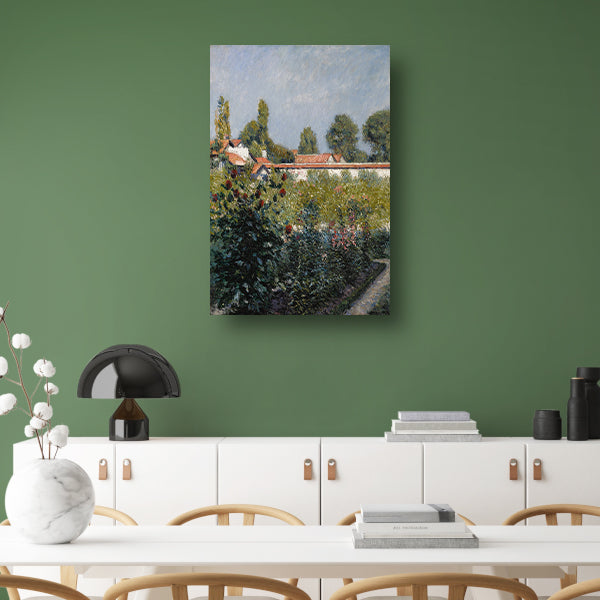 Fruit De Petit Gennevilliers Garden, de roze daken - Gustave Caillebotte poster