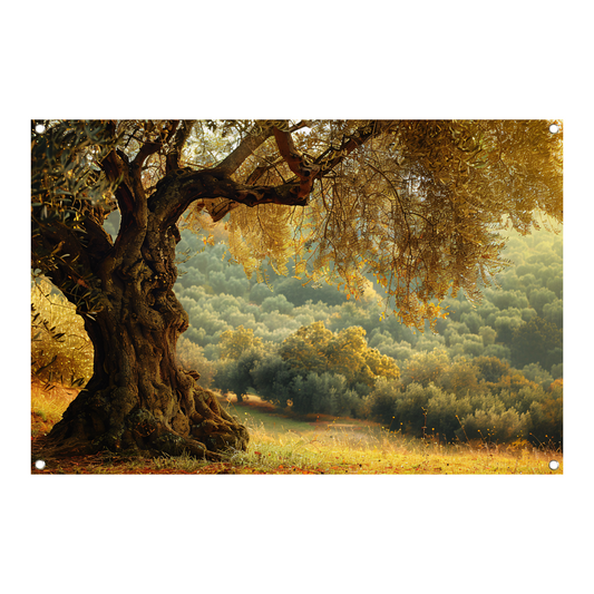 Impressionistische boom in bos tuinposter