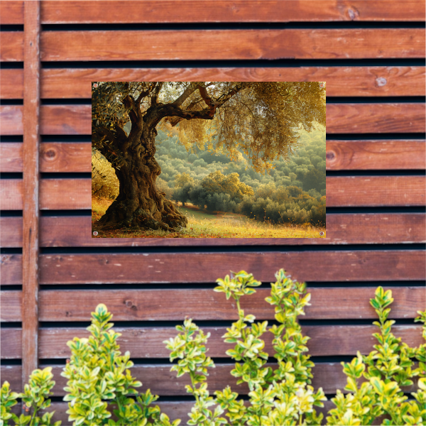 Impressionistische boom in bos tuinposter