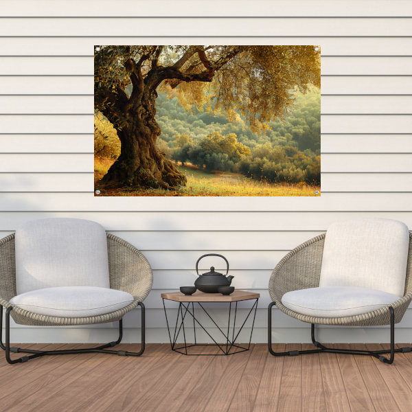 Impressionistische boom in bos tuinposter