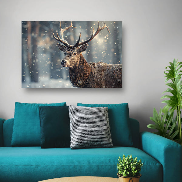 Majestueus hert in sneeuwval vastgelegd acrylglas