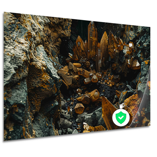 Abstracte Kristallen op Rotsen poster