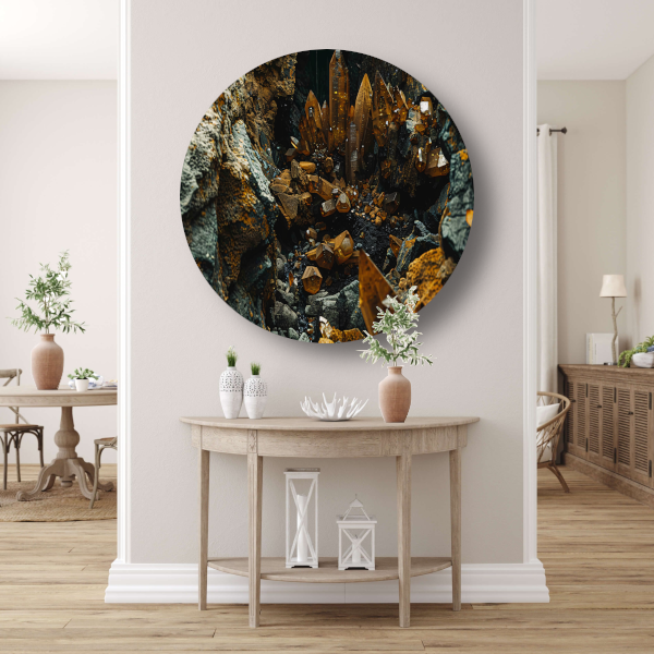 Abstracte Kristallen op Rotsen forex muurcirkel