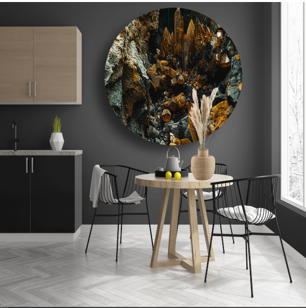 Abstracte Kristallen op Rotsen forex muurcirkel