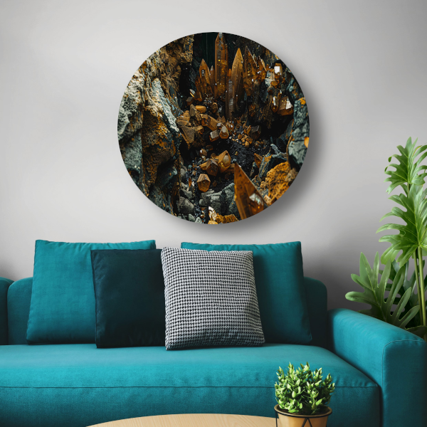 Abstracte Kristallen op Rotsen forex muurcirkel