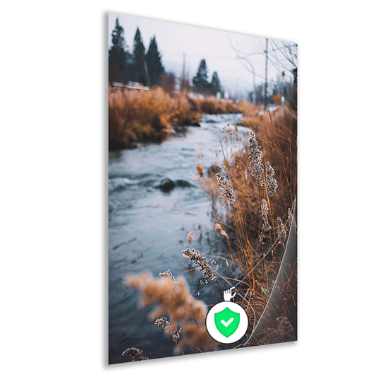 Herfstlandschap met rivier poster