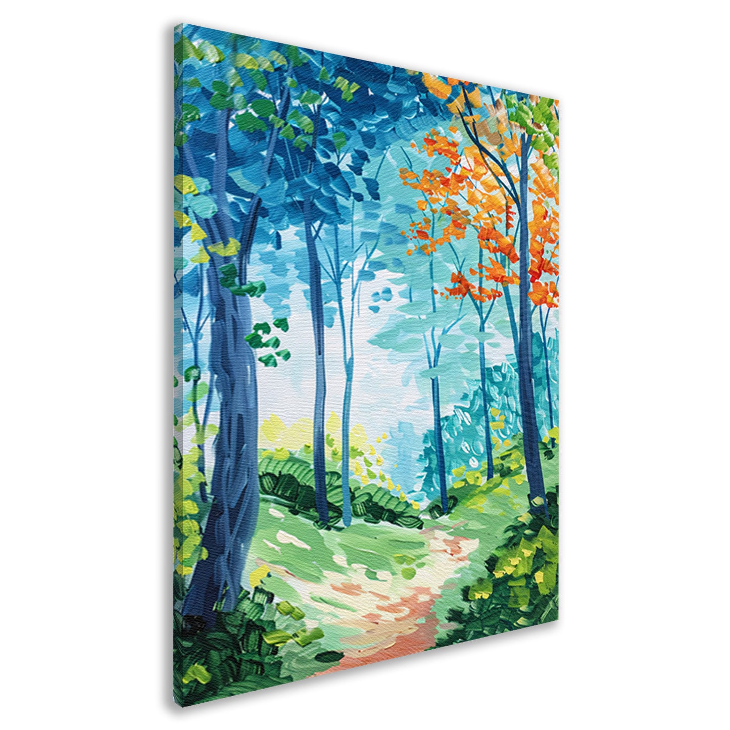 Kleurrijk abstract schilderij van een boslandschap canvas