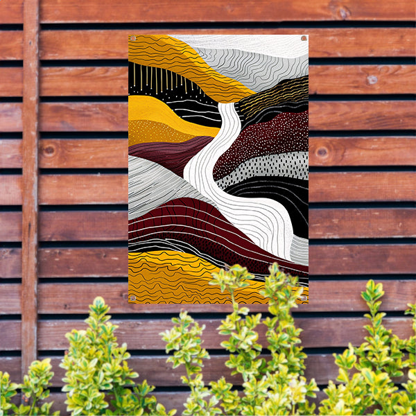 Abstracte digitale kunst van waterval tuinposter