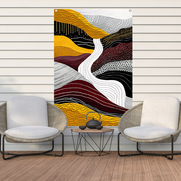 Abstracte digitale kunst van waterval tuinposter