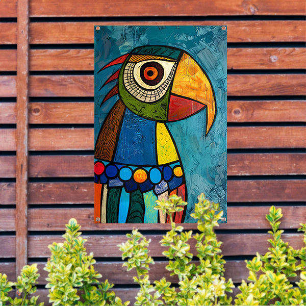 Kleurrijke Popart Papegaai Schilderij tuinposter