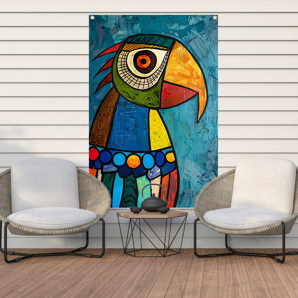 Kleurrijke Popart Papegaai Schilderij tuinposter
