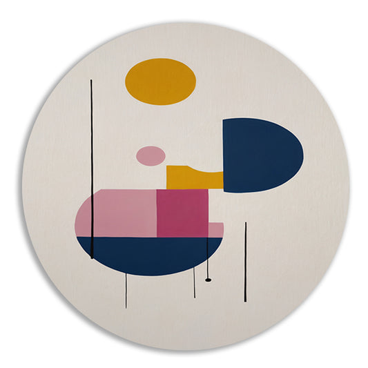 Abstracte geometrie met primaire kleuren aluminium muurcirkel