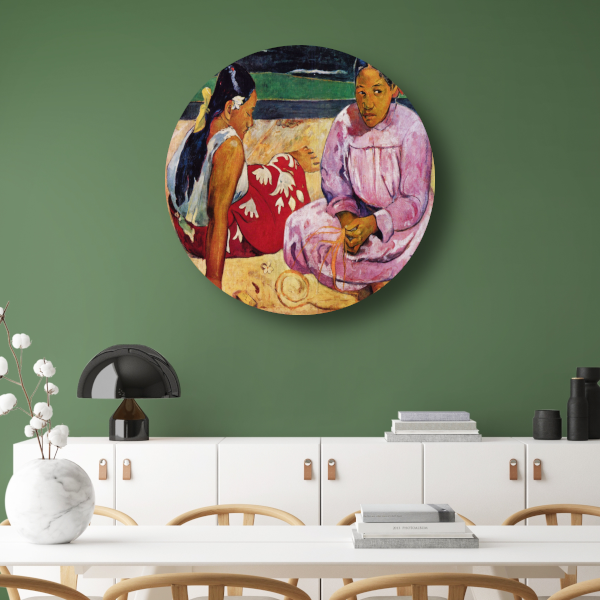 Tahitiaanse vrouwen op het strand - Paul Gauguin forex muurcirkel