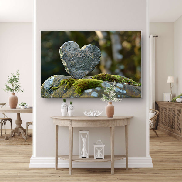 Hartvormige steen op mosbedekte rots acrylglas