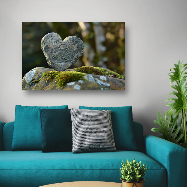 Hartvormige steen op mosbedekte rots acrylglas