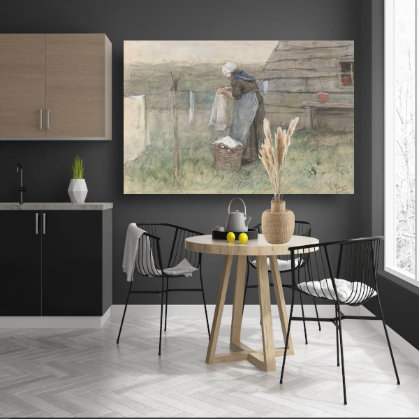Vrouw bij een waslijn - Anton Mauve poster