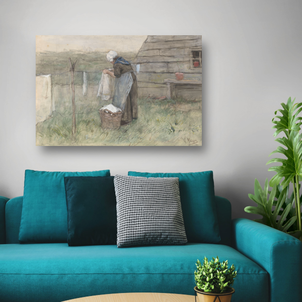 Vrouw bij een waslijn - Anton Mauve poster