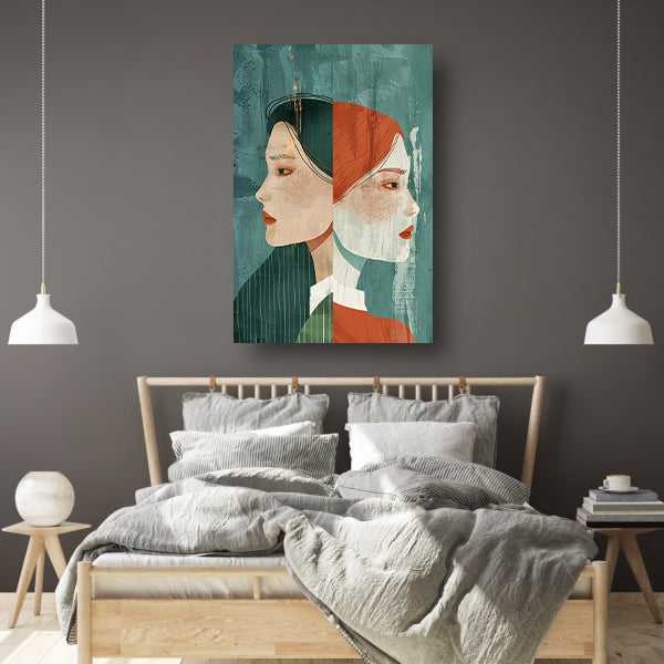 Artistieke moderne portretten van een stel canvas
