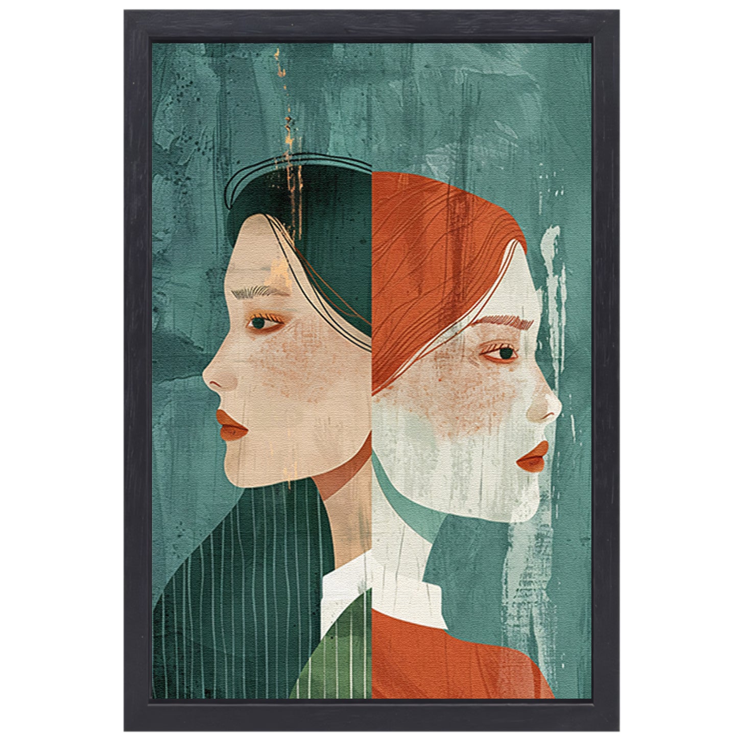 Artistieke moderne portretten van een stel canvas met baklijst