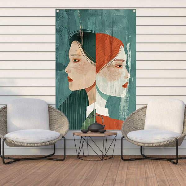 Artistieke moderne portretten van een stel tuinposter