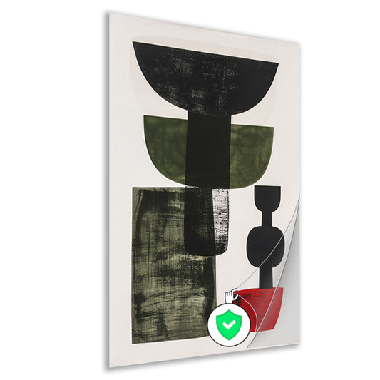 Abstract Vormen in Zwart, Wit, Groen en Rood poster