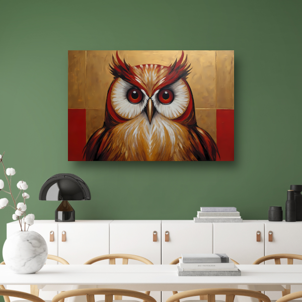 Majestueuze Uil in Moderne Kunst op Goud poster