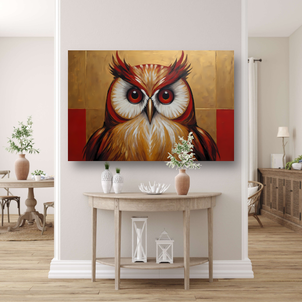Majestueuze Uil in Moderne Kunst op Goud poster