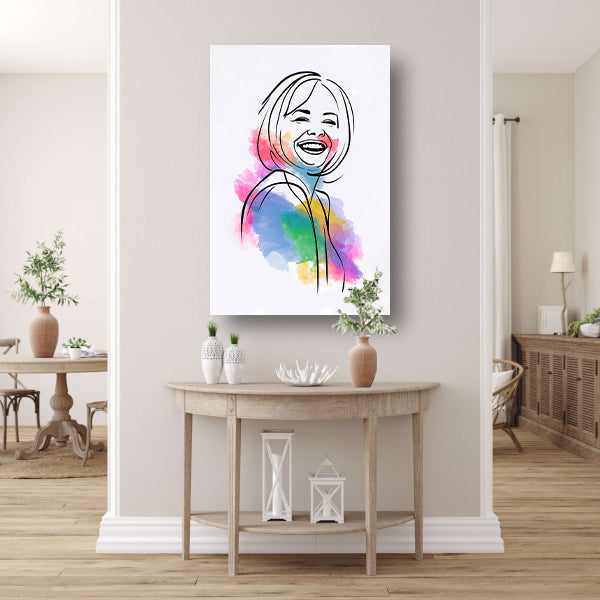 Een spectrum van vreugde: Lachend vrouwenportret poster