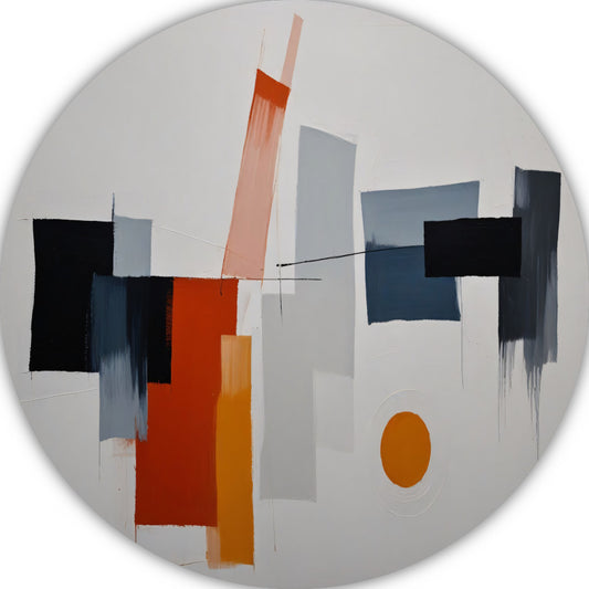 Abstracte vormen en kleuren in balans aluminium muurcirkel