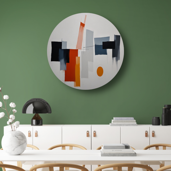 Abstracte vormen en kleuren in balans forex muurcirkel