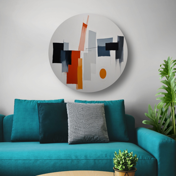Abstracte vormen en kleuren in balans forex muurcirkel