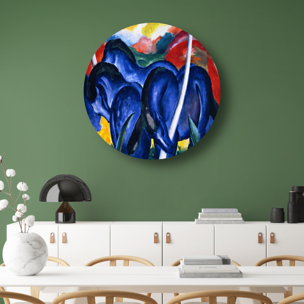Grote Blauwe Paarden - Franz Marc aluminium muurcirkel