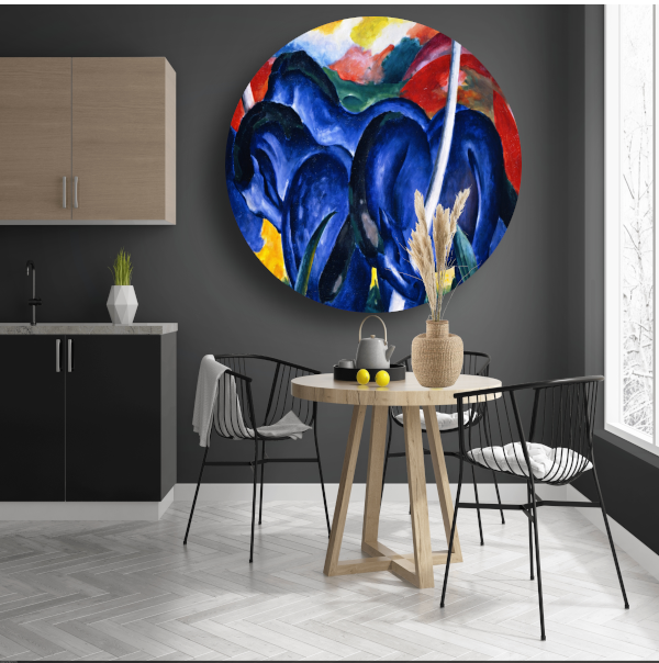 Grote Blauwe Paarden - Franz Marc aluminium muurcirkel