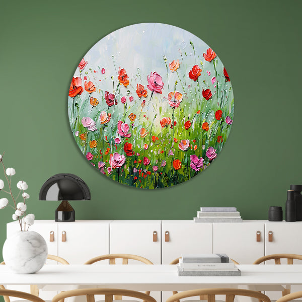 Wilde bloemen in zomerse weide schilderij forex muurcirkel