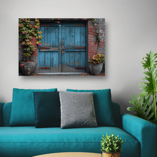 Minimalistisch Blauwe Deuren canvas