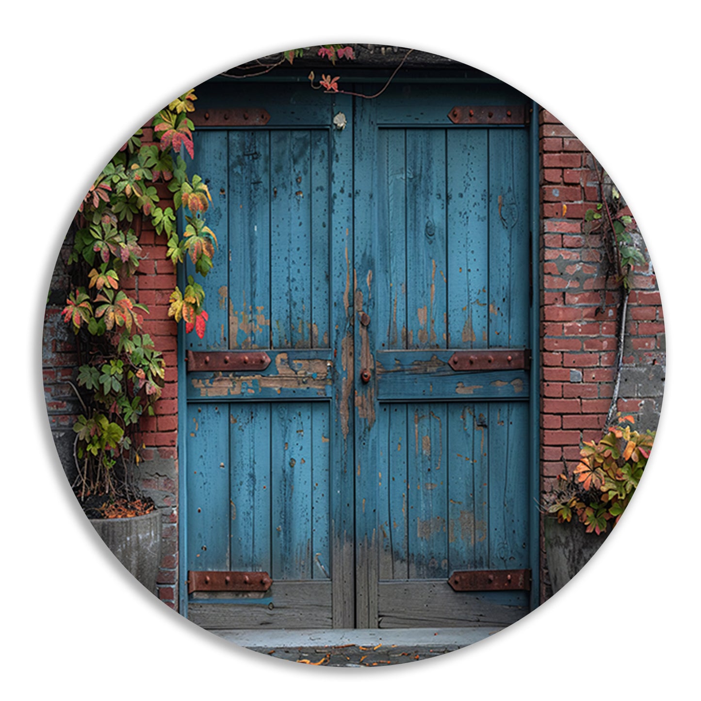 Minimalistisch Blauwe Deuren aluminium muurcirkel