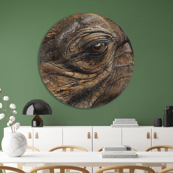 Realistisch schilderij van een dierenoog aluminium muurcirkel